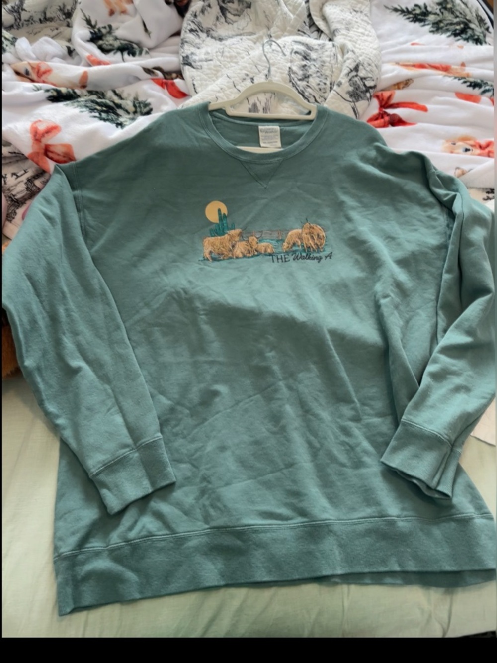 Women’s Sage Green Graphic Crewneck Sweatshirt